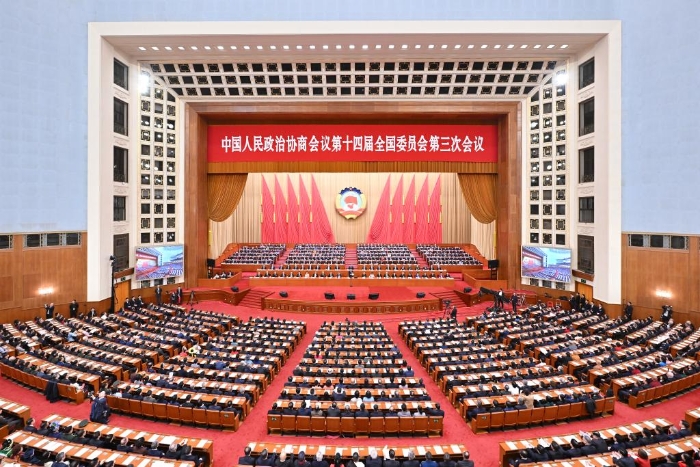 3月10日上午，中國人民政治協(xié)商會議第十四屆全國委員會第三次會議在北京人民大會堂閉幕。新華社記者 岳月偉 攝
